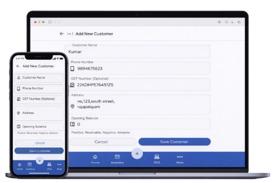 Customer Management App Interface